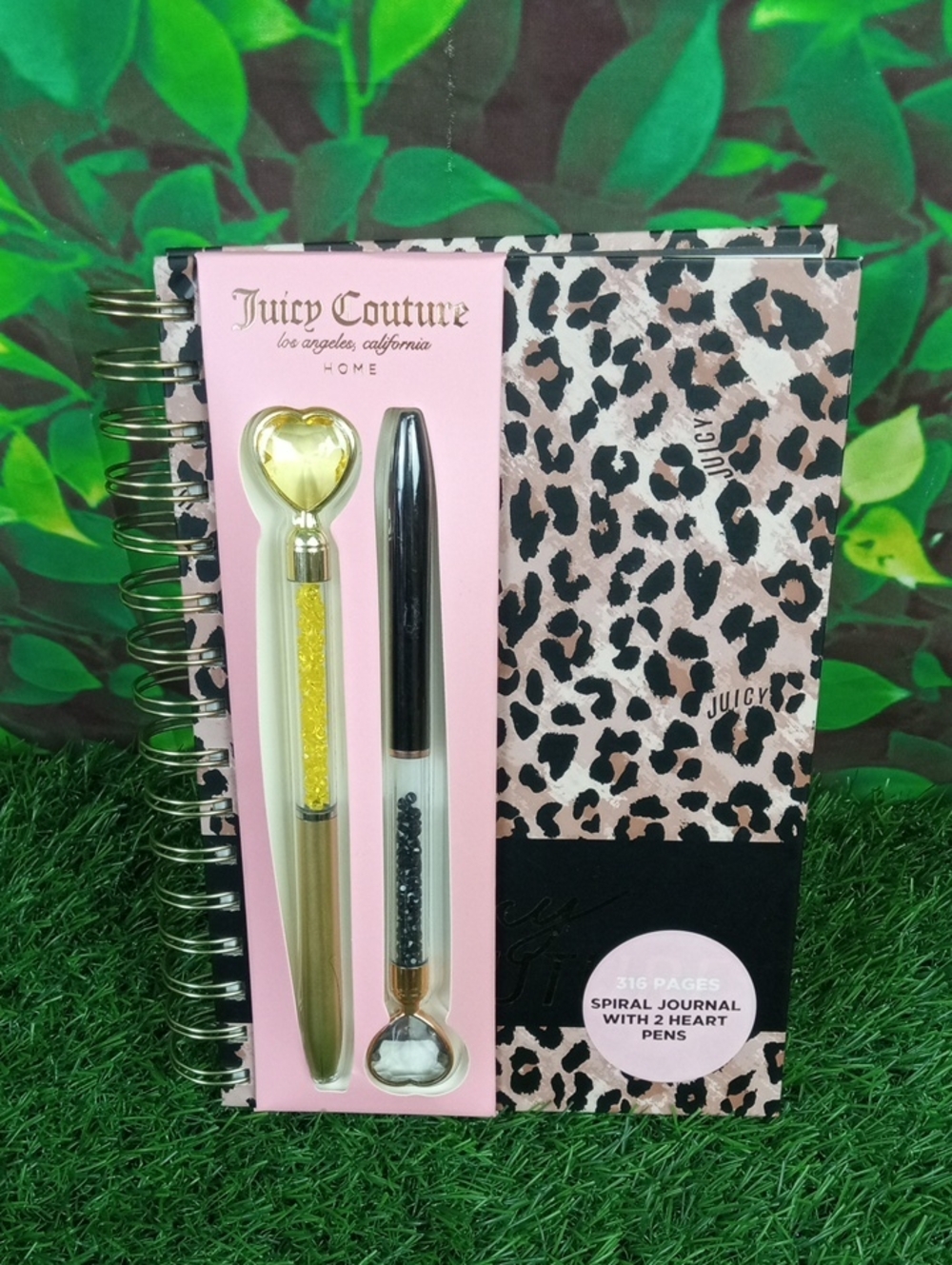 🏠🍒 Juicy Couture Leopard Print Notebook with Gold Accents and 2 Heart Pens